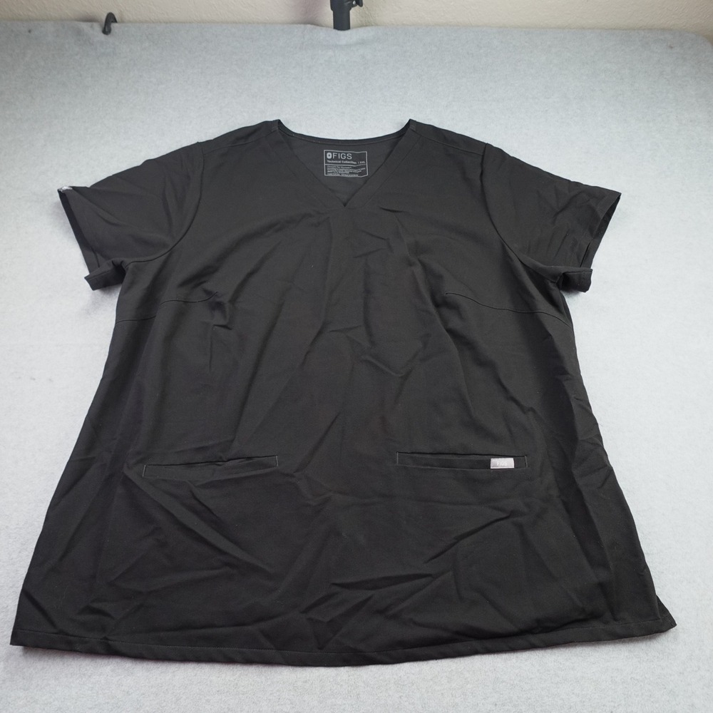 FIGS Scrub Top Women 3XL Black Casma V-Neck Technical Medical Nurse